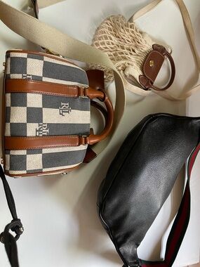For a used Ralph Lauren (RL) Mini Crossbody Bag with leather trimming.